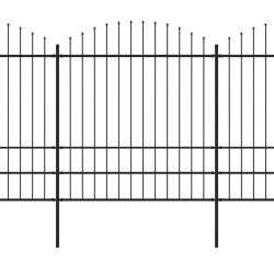 Gartenzaun mit Speerspitzen Stahl (1,75 - 2) x 13,6 m Schwarz