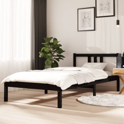 vidaXL Massivholzbett Schwarz 90x190 cm