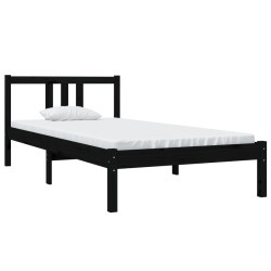 vidaXL Massivholzbett Schwarz 90x190 cm