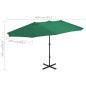 vidaXL Sonnenschirm mit Aluminium-Mast 460 x 270 cm Grün