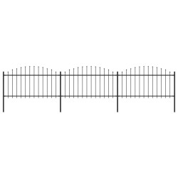 Gartenzaun mit Speerspitzen Stahl (1,25 - 1,5) x 5,1 m Schwarz