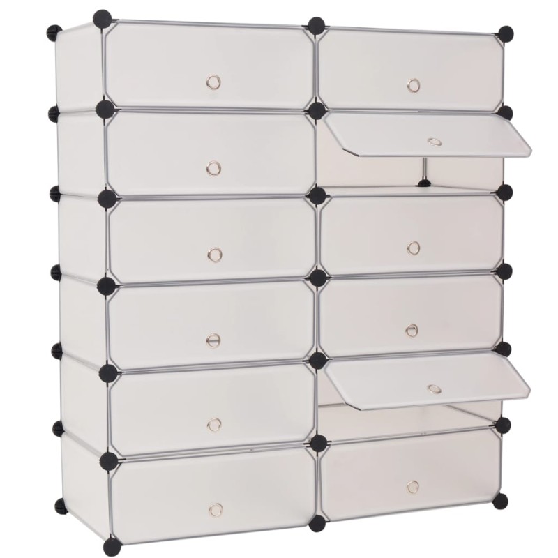vidaXL Schuh-Organizer Zusammenklappbar mit 12 Fächern Weiß vidaXL Schuh-Organizer Zusammenklappbar mit 12 Fächern Weiß