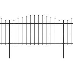 Gartenzaun mit Speerspitzen Stahl (1,25 - 1,5) x 5,1 m Schwarz