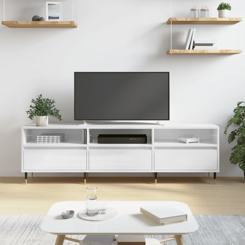 vidaXL TV-Schrank Hochglanz-Weiß 150x30x44,5 cm Holzwerkstoff vidaXL TV-Schrank Hochglanz-Weiß 150x30x44,5 cm Holzwerkstoff