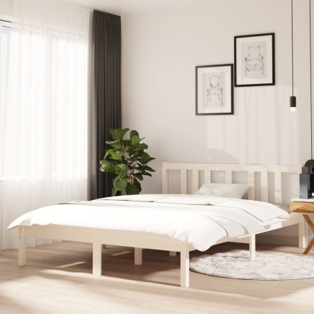 vidaXL Massivholzbett Weiß 120x190 cm