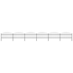 Gartenzaun mit Speerspitzen Stahl (1 - 1,25) x 10,2 m Schwarz
