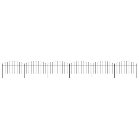 Gartenzaun mit Speerspitzen Stahl (1 - 1,25) x 10,2 m Schwarz