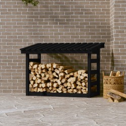 vidaXL Kaminholzregal Schwarz 108x64,5x78 cm Massivholz Kiefer