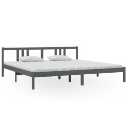 vidaXL Massivholzbett Grau 200x200 cm