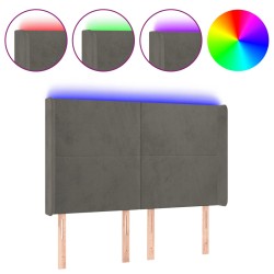 vidaXL LED Kopfteil Dunkelgrau 147x16x118/128 cm Samt
