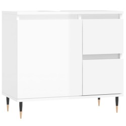 vidaXL Badschrank Hochglanz-Weiß 65x33x60 cm Holzwerkstoff