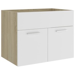 vidaXL Waschbeckenunterschrank Weiß Sonoma-Eiche 60x38,5x46 cm
