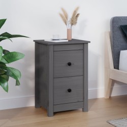 vidaXL Nachttisch Grau 40x35x61,5 cm Massivholz Kiefer
