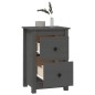vidaXL Nachttisch Grau 40x35x61,5 cm Massivholz Kiefer vidaXL Nachttisch Grau 40x35x61,5 cm Massivholz Kiefer