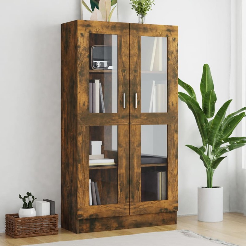 vidaXL Vitrinenschrank Räuchereiche 82,5x30,5x150 cm Holzwerkstoff vidaXL Vitrinenschrank Räuchereiche 82,5x30,5x150 cm Holzwerkstoff