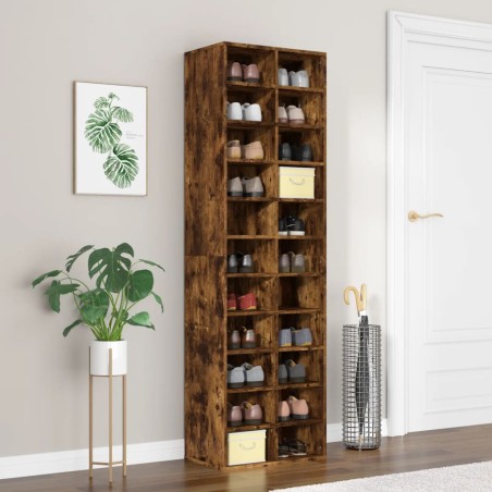 vidaXL Schuhregal Räuchereiche 54x34x183 cm Holzwerkstoff