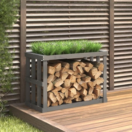 vidaXL Outdoor-Kaminholzregal Grau 108x52x74 cm Massivholz Kiefer
