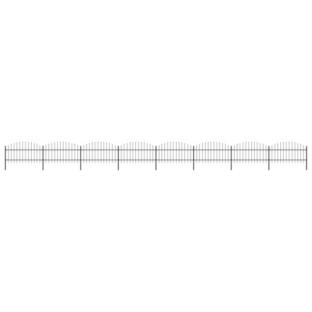 vidaXL Gartenzaun mit Speerspitzen Stahl (1 - 1,25) x 13,6 m Schwarz