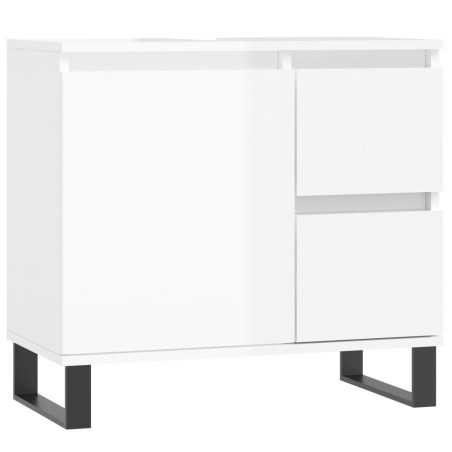 vidaXL Badschrank Hochglanz-Weiß 65x33x60 cm Holzwerkstoff