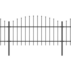 vidaXL Gartenzaun mit Speerspitzen Stahl (1 - 1,25) x 13,6 m Schwarz