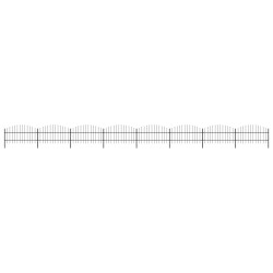 Gartenzaun mit Speerspitzen Stahl (0,75 - 1) x 13,6 m Schwarz