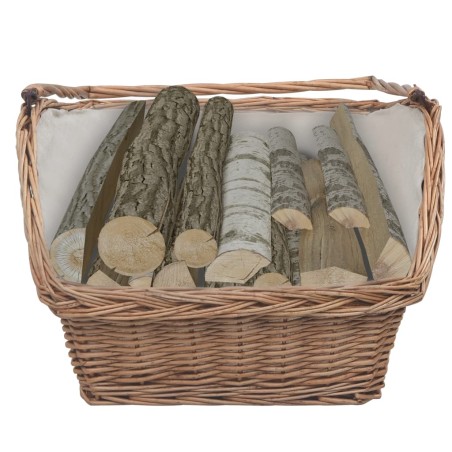 vidaXL Holzkorb mit Tragegriff 61,5 × 46,5 × 58 cm Braun Weide   