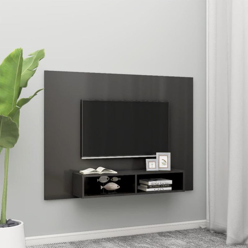 vidaXL TV-Wandschrank Hochglanz-Grau 135x23,5x90 cm Holzwerkstoff vidaXL TV-Wandschrank Hochglanz-Grau 135x23,5x90 cm Holzwerkstoff
