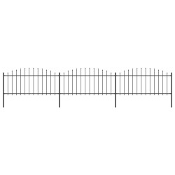 Gartenzaun mit Speerspitzen Stahl (0,5 - 0,75) x 5,1 m Schwarz