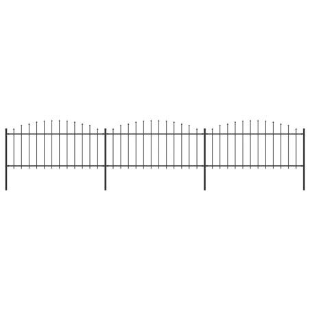 Gartenzaun mit Speerspitzen Stahl (0,5 - 0,75) x 5,1 m Schwarz