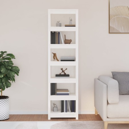 vidaXL Bücherregal Weiß 50x35x183 cm Massivholz Kiefer
