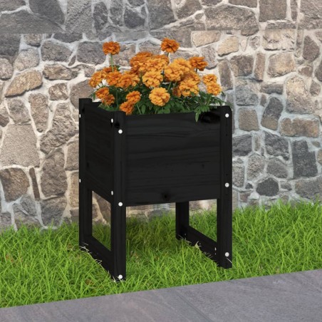 vidaXL Pflanzkübel Schwarz 40x40x52,5 cm Massivholz Kiefer