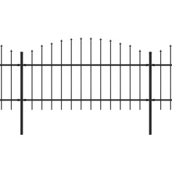 Gartenzaun mit Speerspitzen Stahl (1 - 1,25) x 8,5 m Schwarz