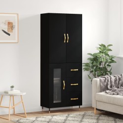Highboard Schwarz 69,5x34x180 cm Holzwerkstoff