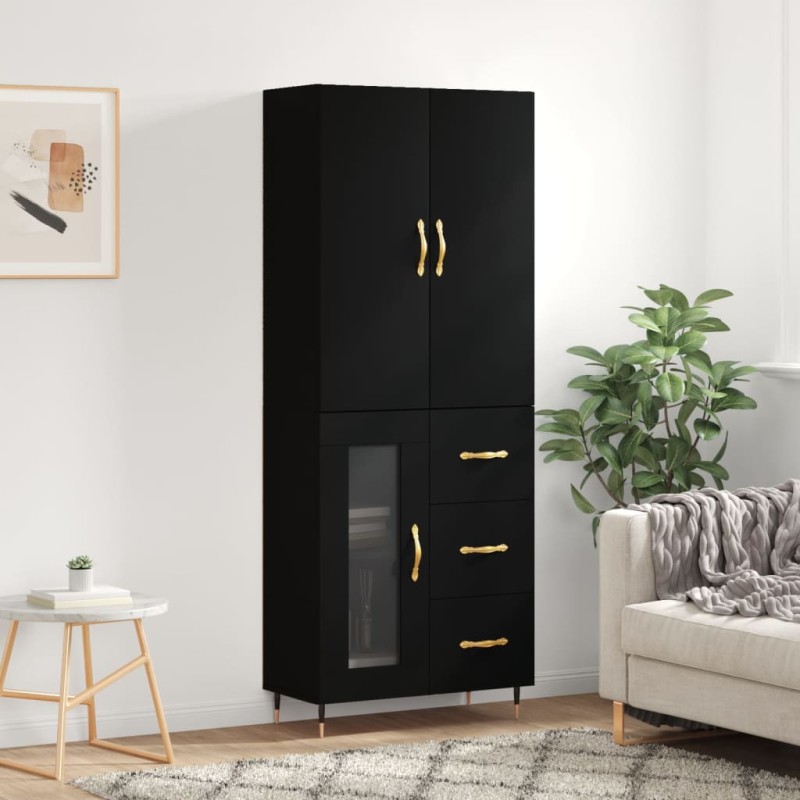 Highboard Schwarz 69,5x34x180 cm Holzwerkstoff Highboard Schwarz 69,5x34x180 cm Holzwerkstoff