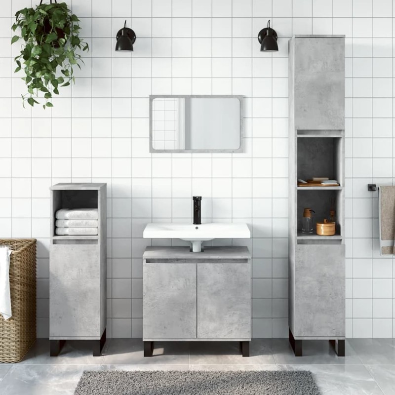 vidaXL Badschrank Betongrau 58 x 33 x 60 cm Holzwerkstoff vidaXL Badschrank Betongrau 58 x 33 x 60 cm Holzwerkstoff