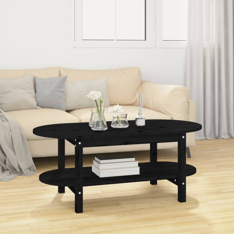 vidaXL Couchtisch Schwarz 110x55x45 cm Massivholz Kiefer vidaXL Couchtisch Schwarz 110x55x45 cm Massivholz Kiefer
