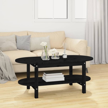 vidaXL Couchtisch Schwarz 110x55x45 cm Massivholz Kiefer