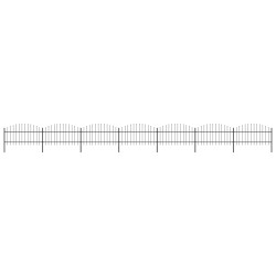 Gartenzaun mit Speerspitzen Stahl (1 - 1,25) x 11,9 m Schwarz