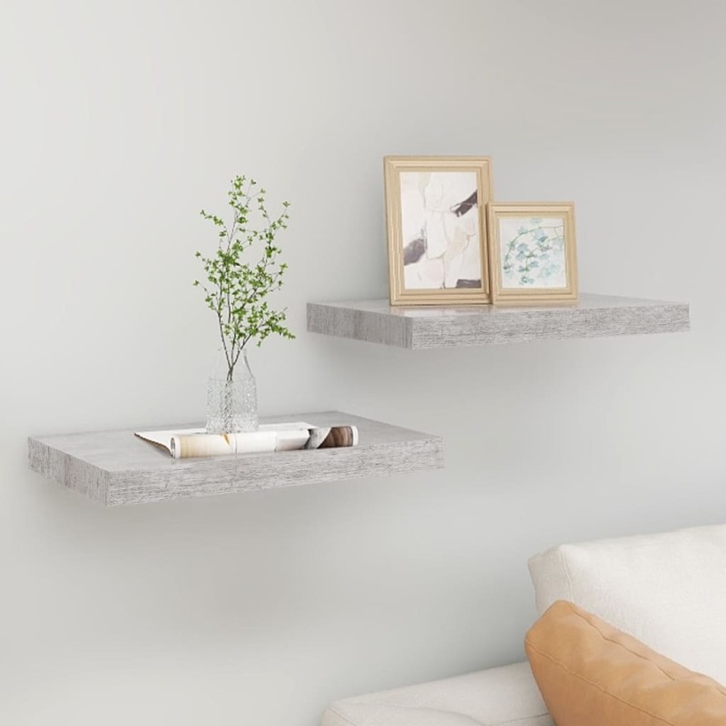 vidaXL Schweberegale 2 Stk. Betongrau 40x23x3,8 cm MDF vidaXL Schweberegale 2 Stk. Betongrau 40x23x3,8 cm MDF