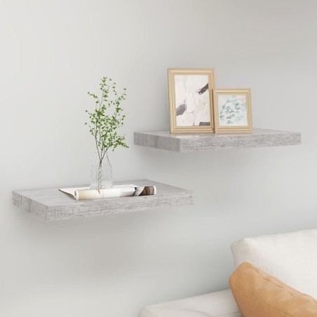 vidaXL Schweberegale 2 Stk. Betongrau 40x23x3,8 cm MDF 
