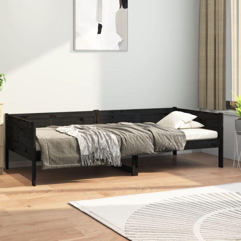 vidaXL Tagesbett Schwarz Massivholz Kiefer 90x200 cm vidaXL Tagesbett Schwarz Massivholz Kiefer 90x200 cm