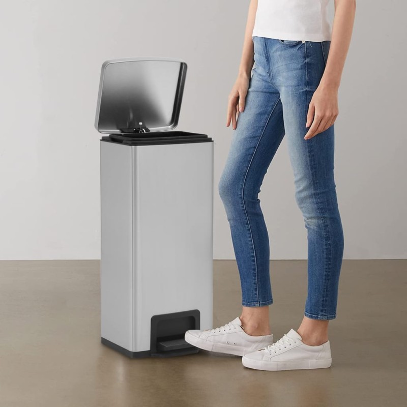 vidaXL Mülleimer mit Pedal Anti-Fingerabdruck 30 L Silbern Edelstahl vidaXL Mülleimer mit Pedal Anti-Fingerabdruck 30 L Silbern Edelstahl