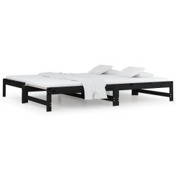 vidaXL Tagesbett Ausziehbar Schwarz 2x(90x200) cm Massivholz Kiefer