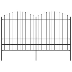 vidaXL Gartenzaun mit Speerspitzen Stahl (1,75 - 2) x 3,4 m Schwarz