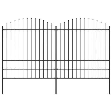 vidaXL Gartenzaun mit Speerspitzen Stahl (1,75 - 2) x 3,4 m Schwarz