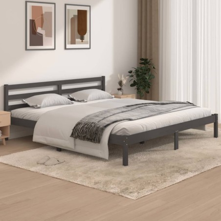 vidaXL Massivholzbett Kiefer 180x200 cm Grau