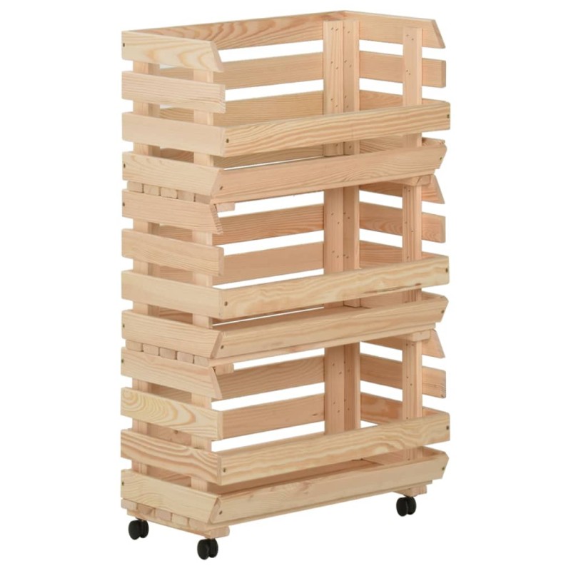 vidaXL Gemüsewagen 37x30x80 cm Massivholz Kiefer vidaXL Gemüsewagen 37x30x80 cm Massivholz Kiefer