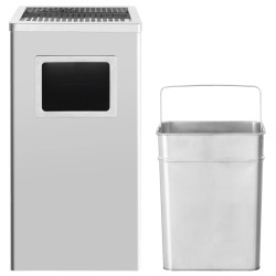 vidaXL Mülleimer mit Aschenbecher Hotel 45 L Edelstahl 