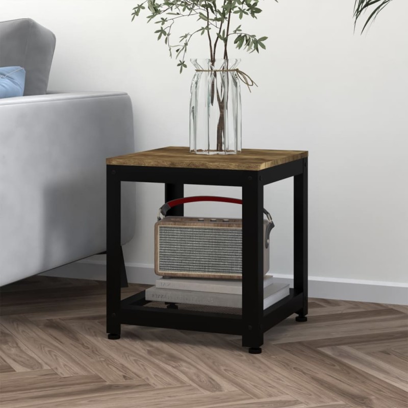 vidaXL Beistelltisch Dunkelbraun und Schwarz 40x40x45 cm MDF und Eisen vidaXL Beistelltisch Dunkelbraun und Schwarz 40x40x45 cm MDF und Eisen