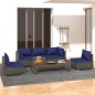 vidaXL 5-tlg. Garten-Lounge-Set mit Kissen Poly Rattan Grau vidaXL 5-tlg. Garten-Lounge-Set mit Kissen Poly Rattan Grau